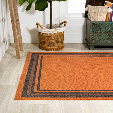 James Modern Border Stripe Indoor/outdoor Area Rug